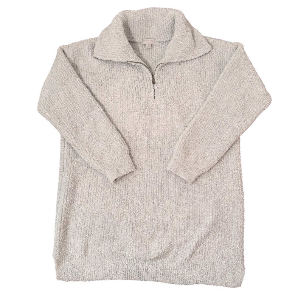 Barefoot Dreams Cozy Chic Quarter Zip Tunic Chenille Sweater‎ (LG) Comfort Cowl